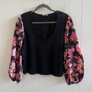 Dolan Women's Floral Puff Sleeve Scoop Neck Blouse